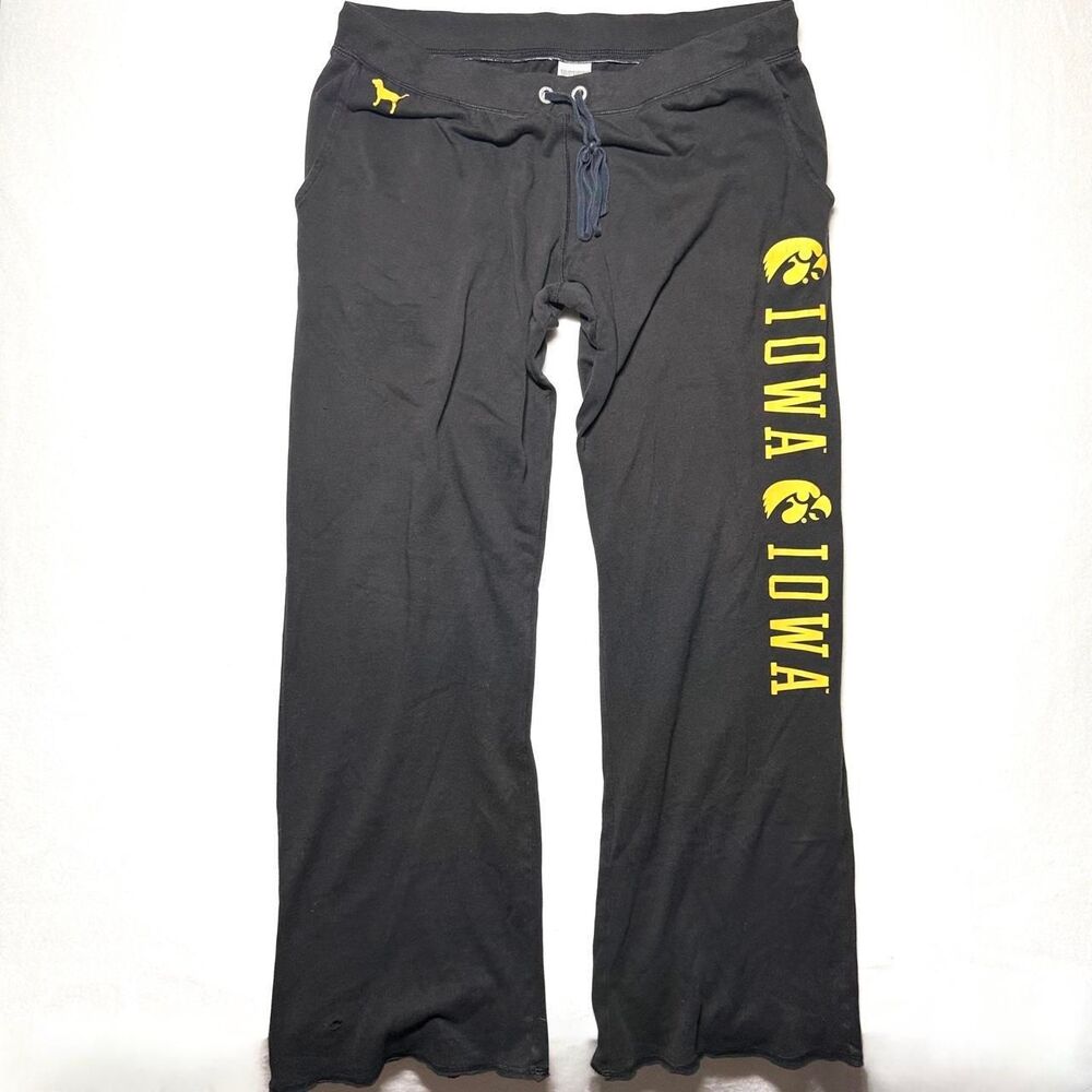rare VS PINK university of iowa hawkeyes drawstring yoga flare lounge pants
